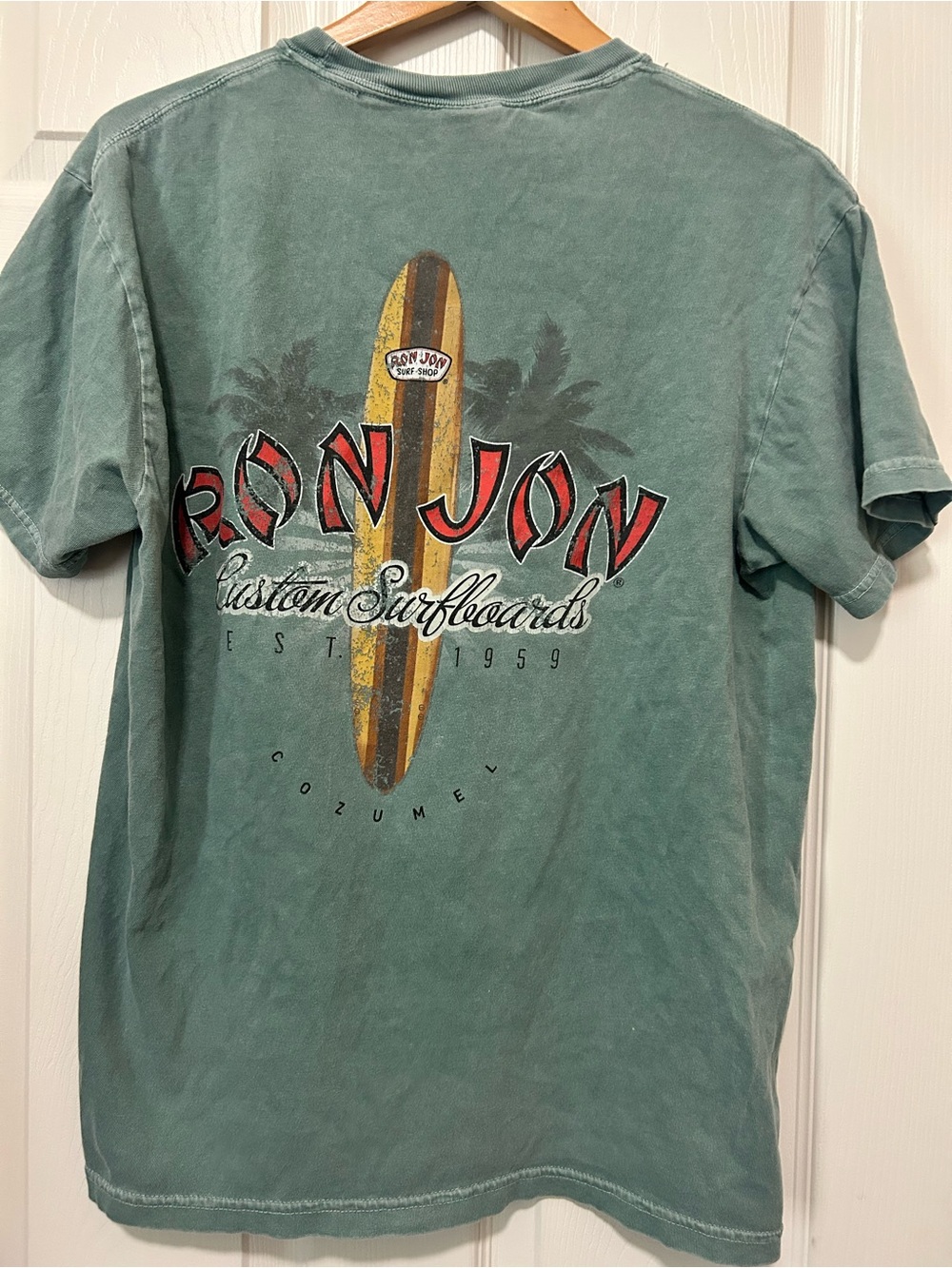 Ron Jon Surf Shop Cozumel Men's L Palm T-shirt Green Custom Surfboards